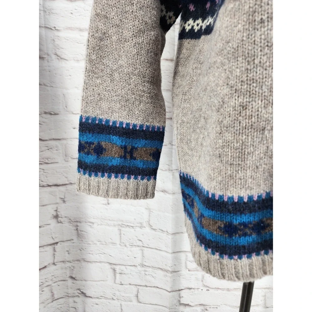 Vintage Sweater Fair Isle Womens Wool Apres Ski Cabin Nordic Heavy Thick Medium